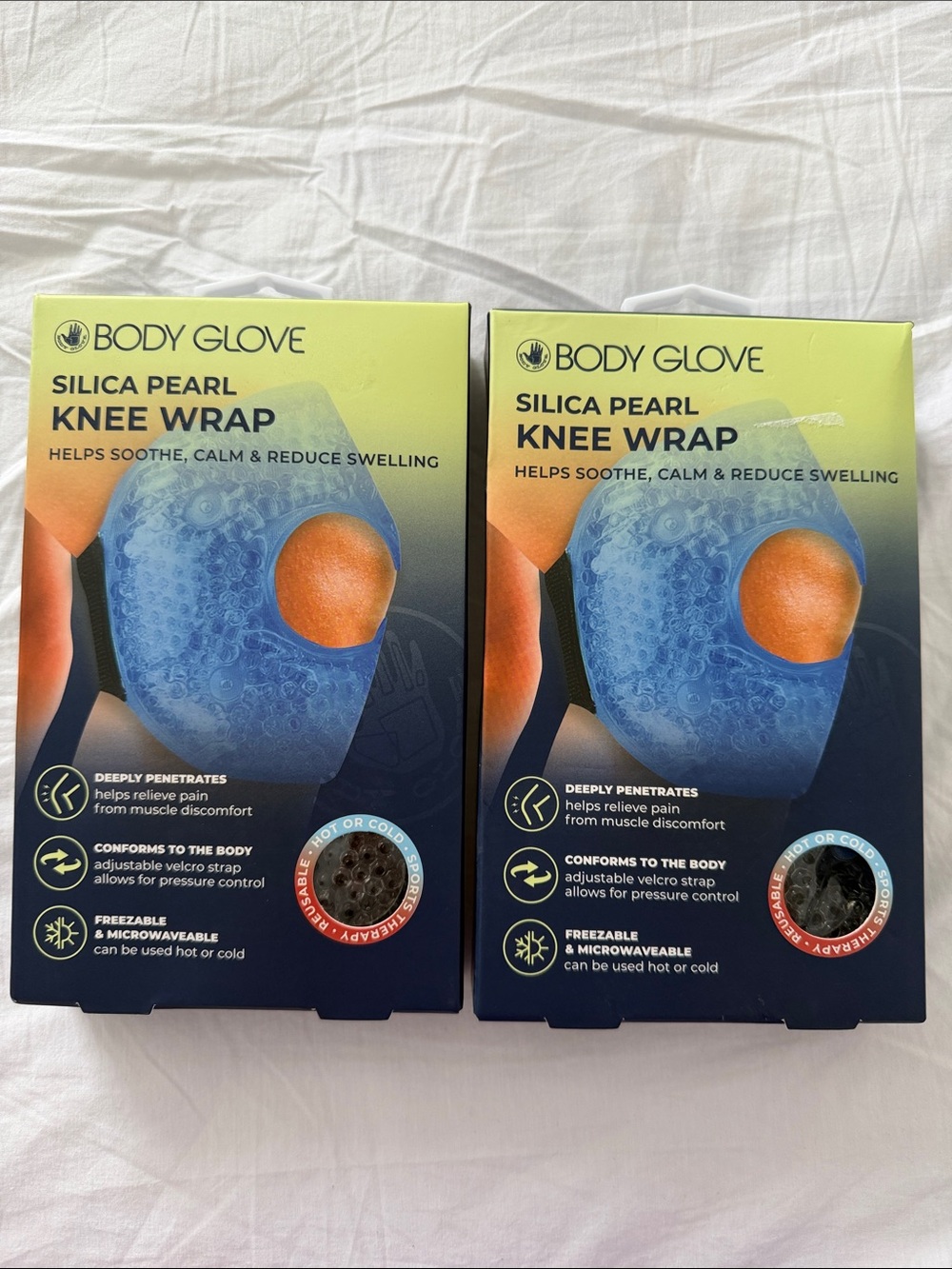 X2 Body Glove Silica Pearl Knee Wrap - Blue with Orange Accent